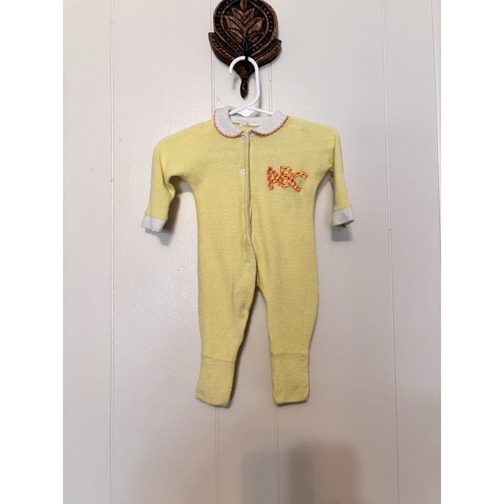 Vintage Soft Terry Cloth Baby Sleeper‎ Size 0-3m Yellow ABC